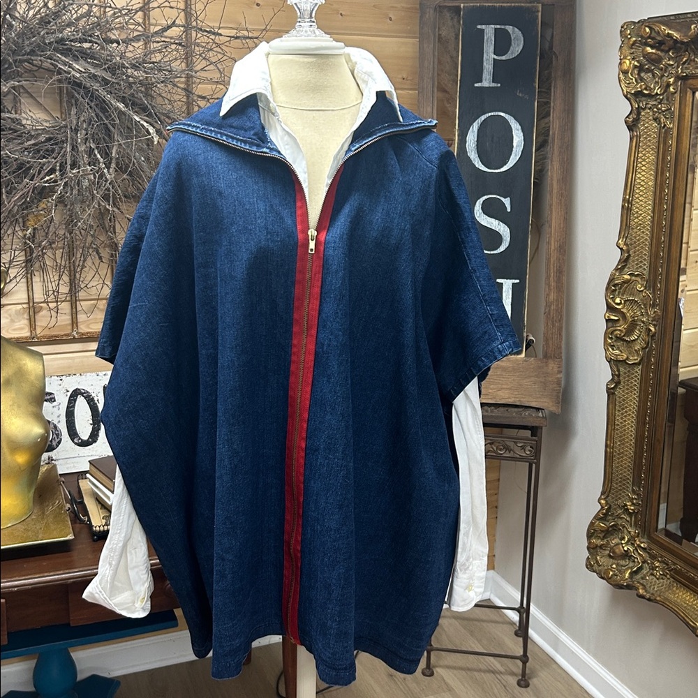 Denim topper with zipper detail
